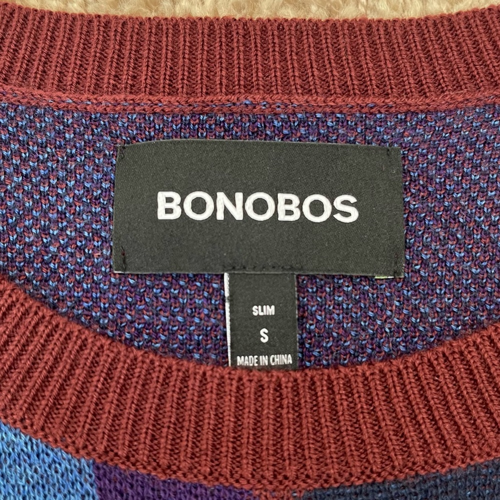 Bonobos Men’s Geometric Patterned Extra Fine Merino Wool Crewneck Sweater Small - Picture 8 of 15